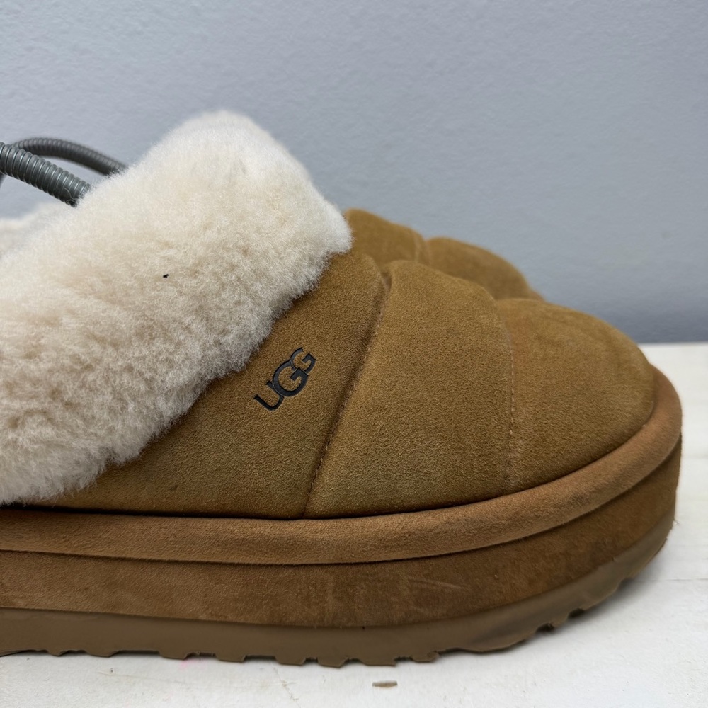 Ugg Brown Suede Tazzlita Platform Slippers Size 10 - Picture 4 of 10
